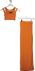 Bayse Orange Double Layered Bralet And Maxi Skirt Set UK S