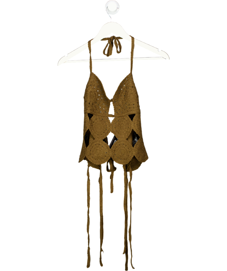 NA-KD Green Crochet Detail Singlet UK S