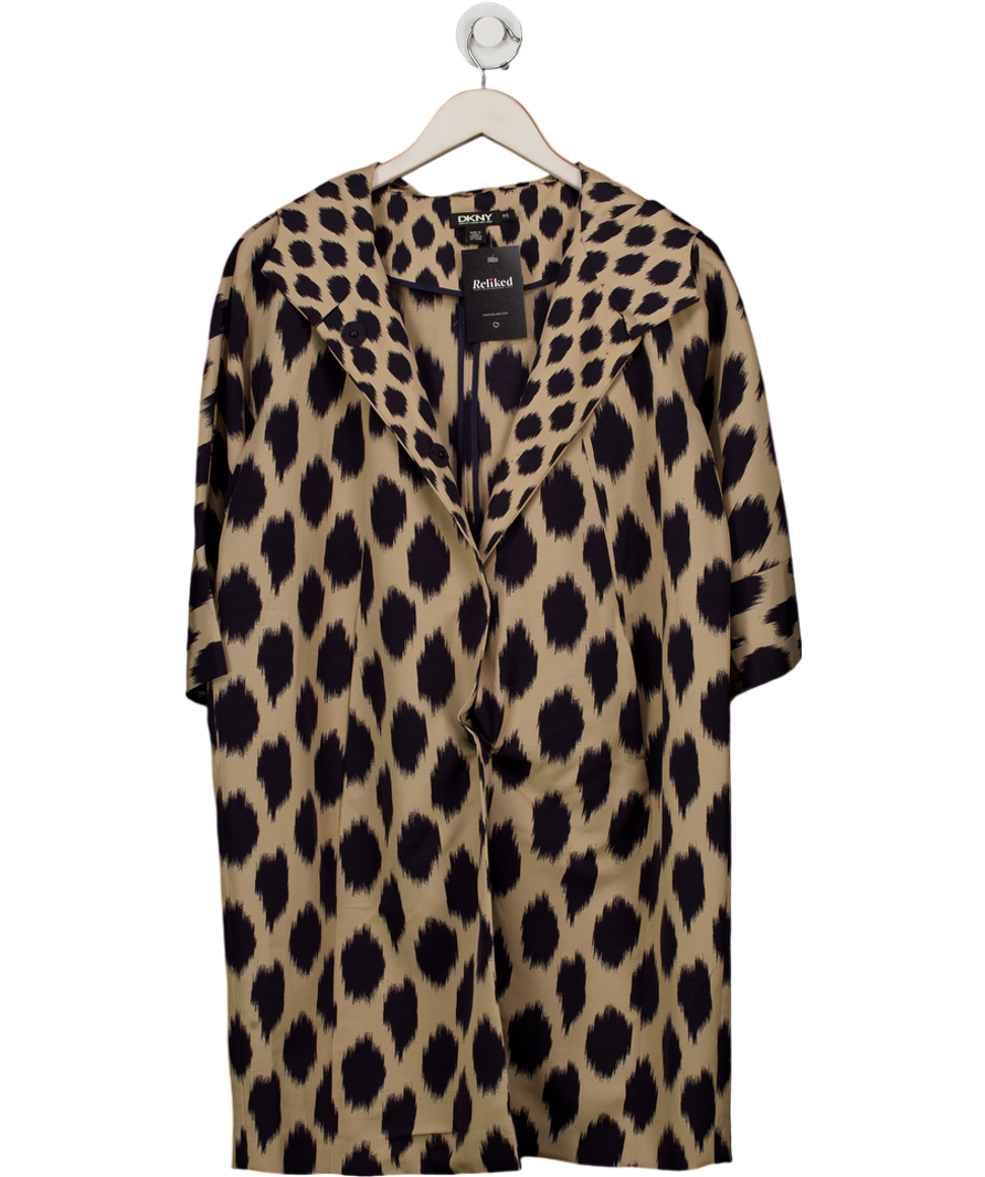 DKNY Beige Animal Print Longline Blazer UK S