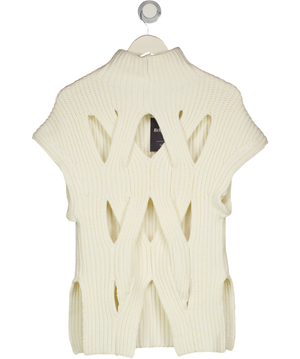 Karen Millen Cream Knitted Cut Out Stitch Detail Tank Top UK XS