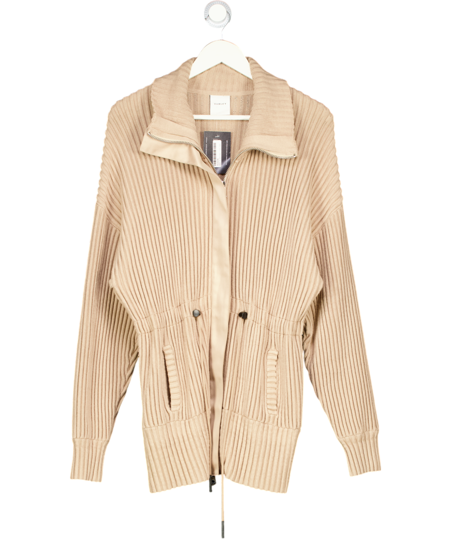 VARLEY Beige Greenfield High-neck Cotton-knit Jacket UK M