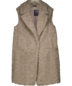 Mint Velvet Cream Fur Longline Gilet UK L