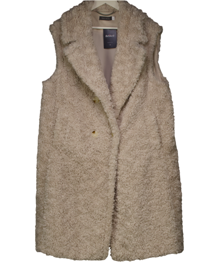 Mint Velvet Cream Fur Longline Gilet UK L