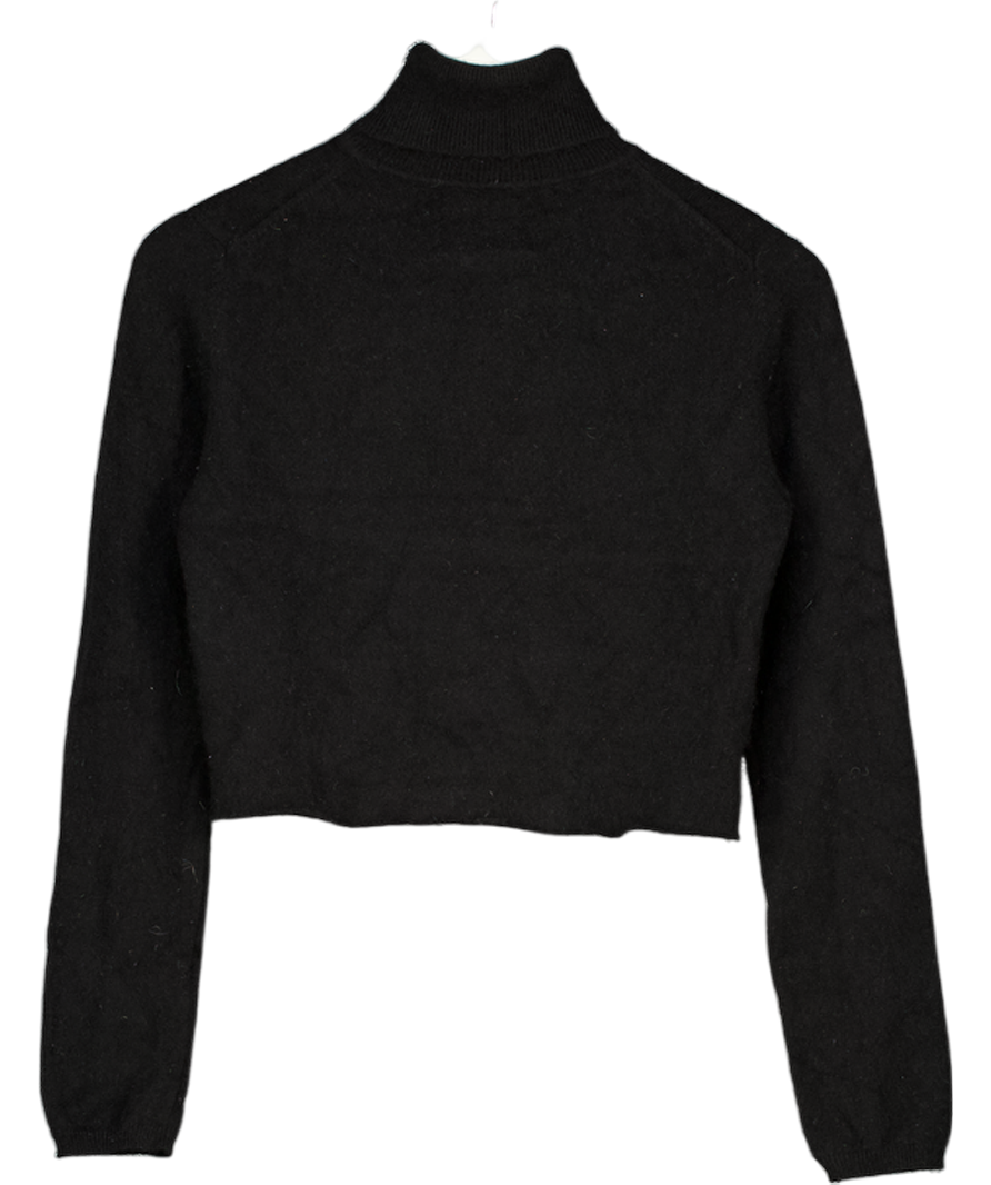 REFORMATION Black Cashmere Cropped Turtleneck Jumper UK S