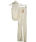 MESHKI 2-piece Cream Satin Boianca Twist Back Top And Trousers Set UK XS