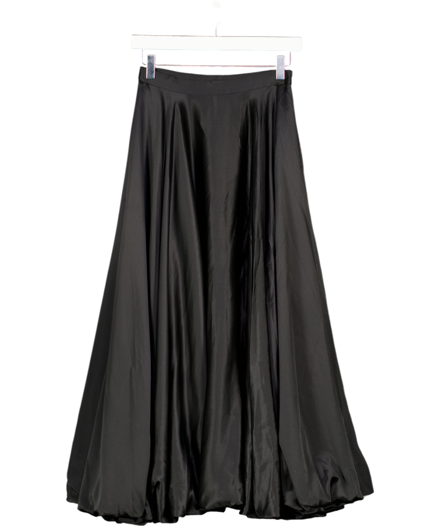 LILYSILK Black X Lydia Millen Snowdrop Bubble Hem Silk Maxi Skirt UK 6