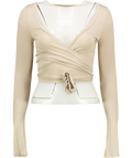 CSB Beige Ballet Wrap Top UK XS