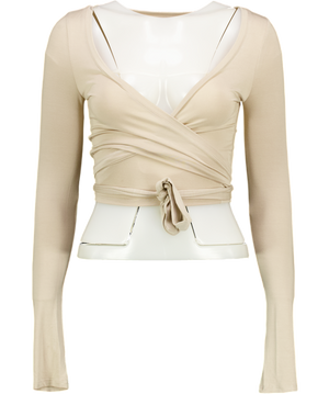 CSB Beige Ballet Wrap Top UK XS