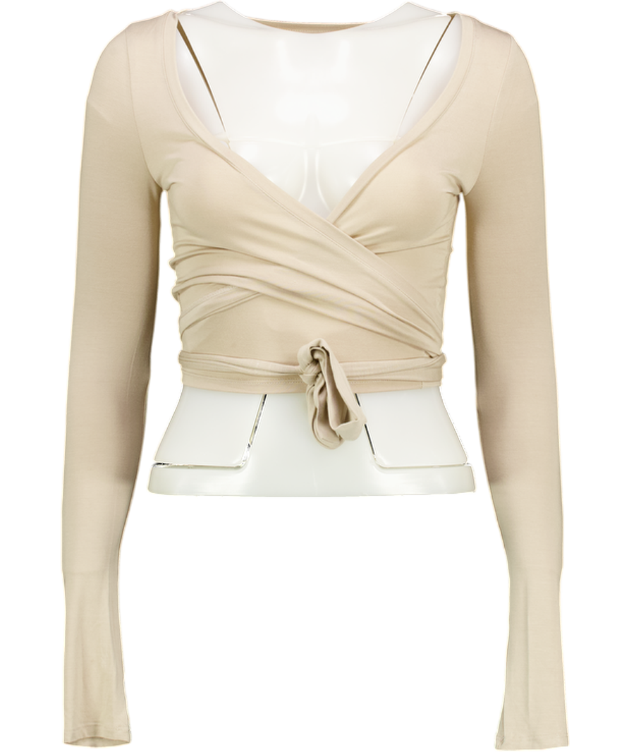 CSB Beige Ballet Wrap Top UK XS
