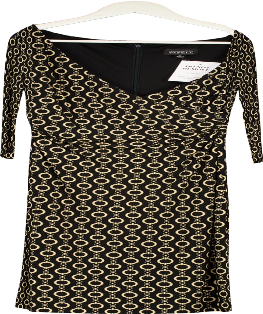 Adrianna Papell Black Chain Print Wrap Dress UK 8