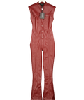 MANIERE DE VOIR Annette In Wine Red Faux Leather Jumpsuit UK 8