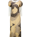 RIXO Metallic Reese Leopard-print 100% Silk-satin Midi Dress UK M