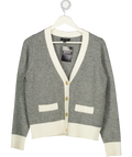 NEW LOOK Grey / Ivory Gold Button Cardigan UK 8