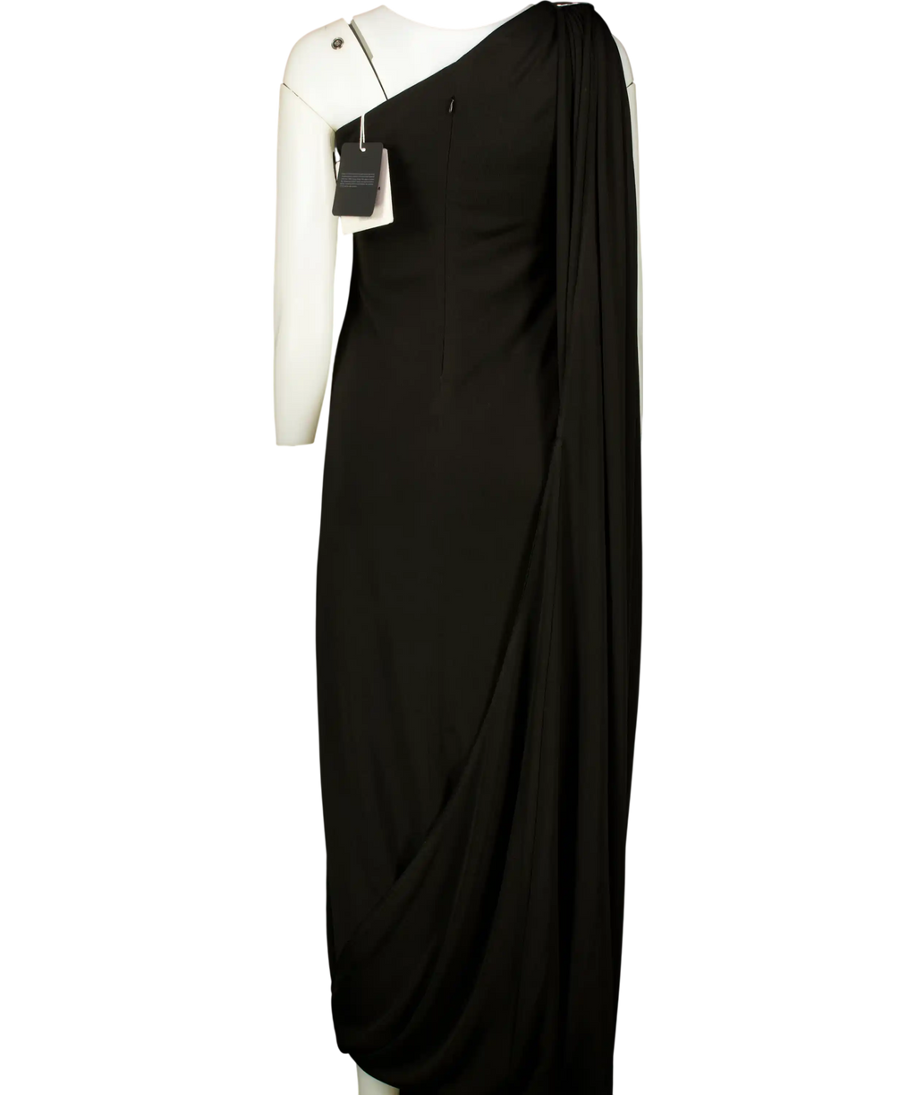 Chats by C.Dam Black One Shoulder Dress With  Silver Detail UK 10