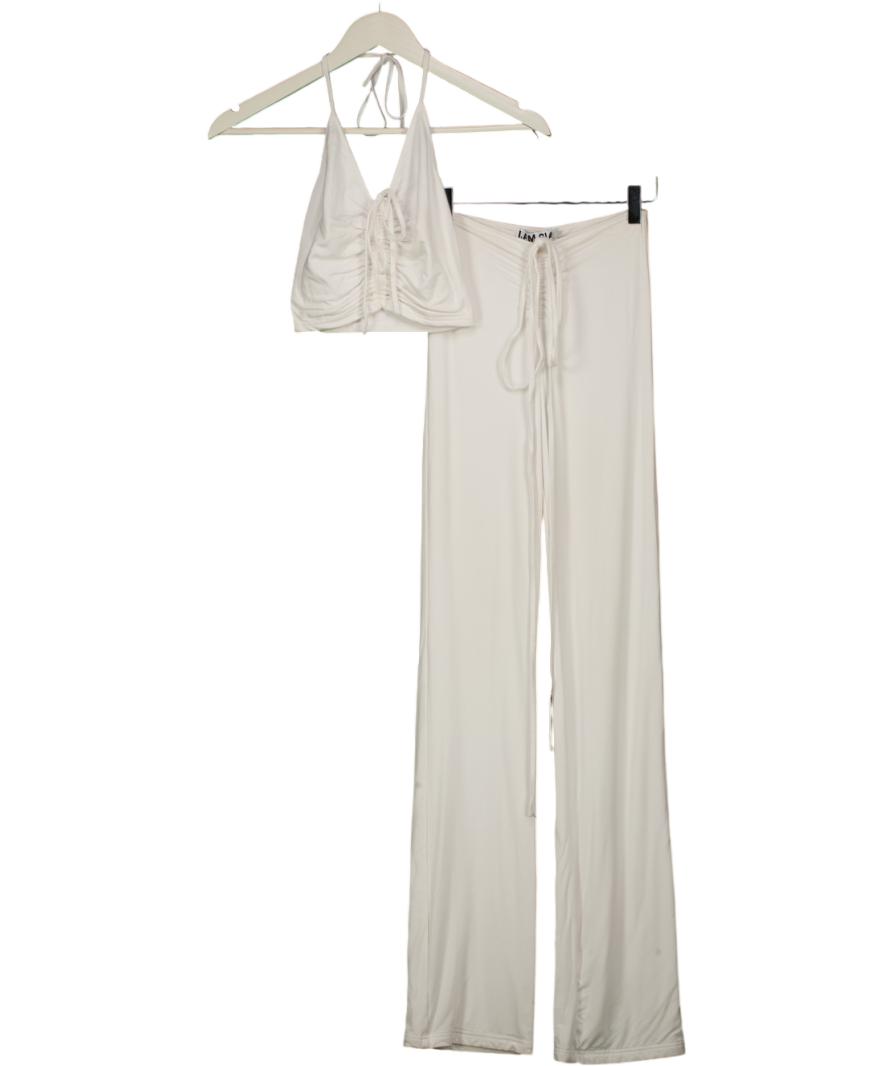 I.AM.GIA White 2-piece Jersey Crop Top And Trouser Set UK XXS