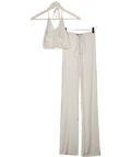I.AM.GIA White 2-piece Jersey Crop Top And Trouser Set UK XXS