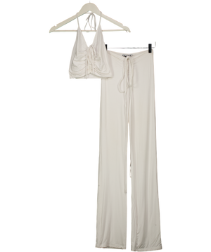 I.AM.GIA White 2-piece Jersey Crop Top And Trouser Set UK XXS