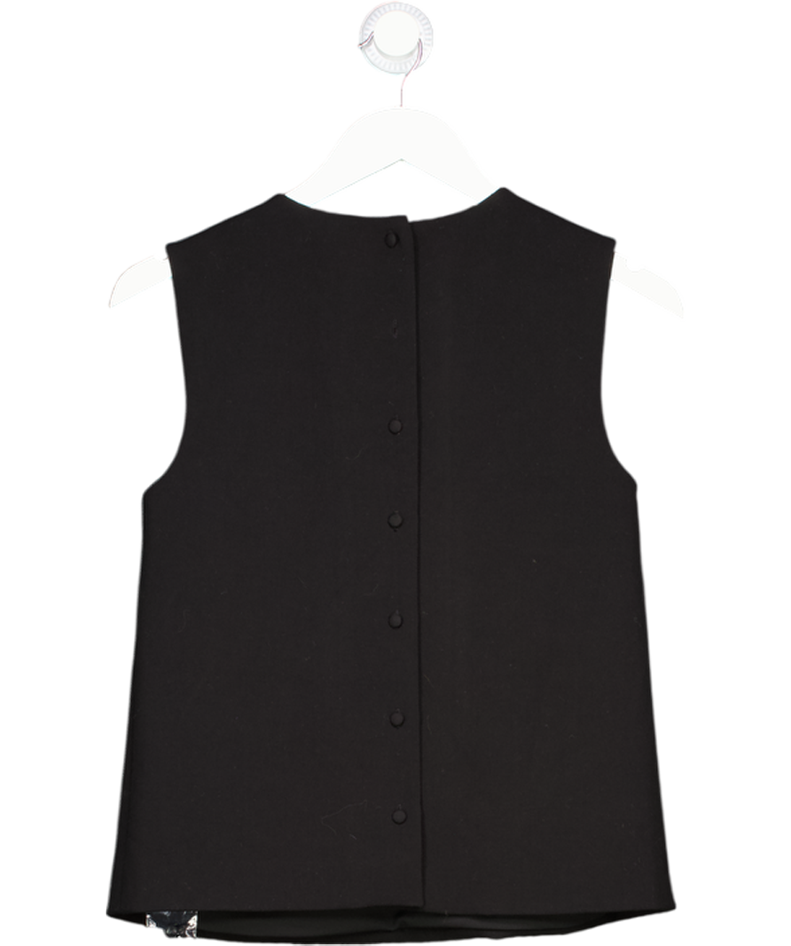 Whistles Black Sleeveless Button Detail Top With Brooch UK 8