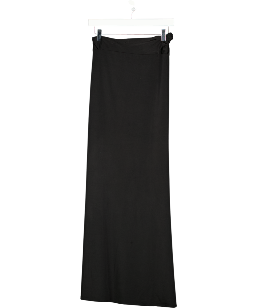 MESHKI Ainsley Asymmetrical Maxi Skirt With Floral Hardware - Black UK S
