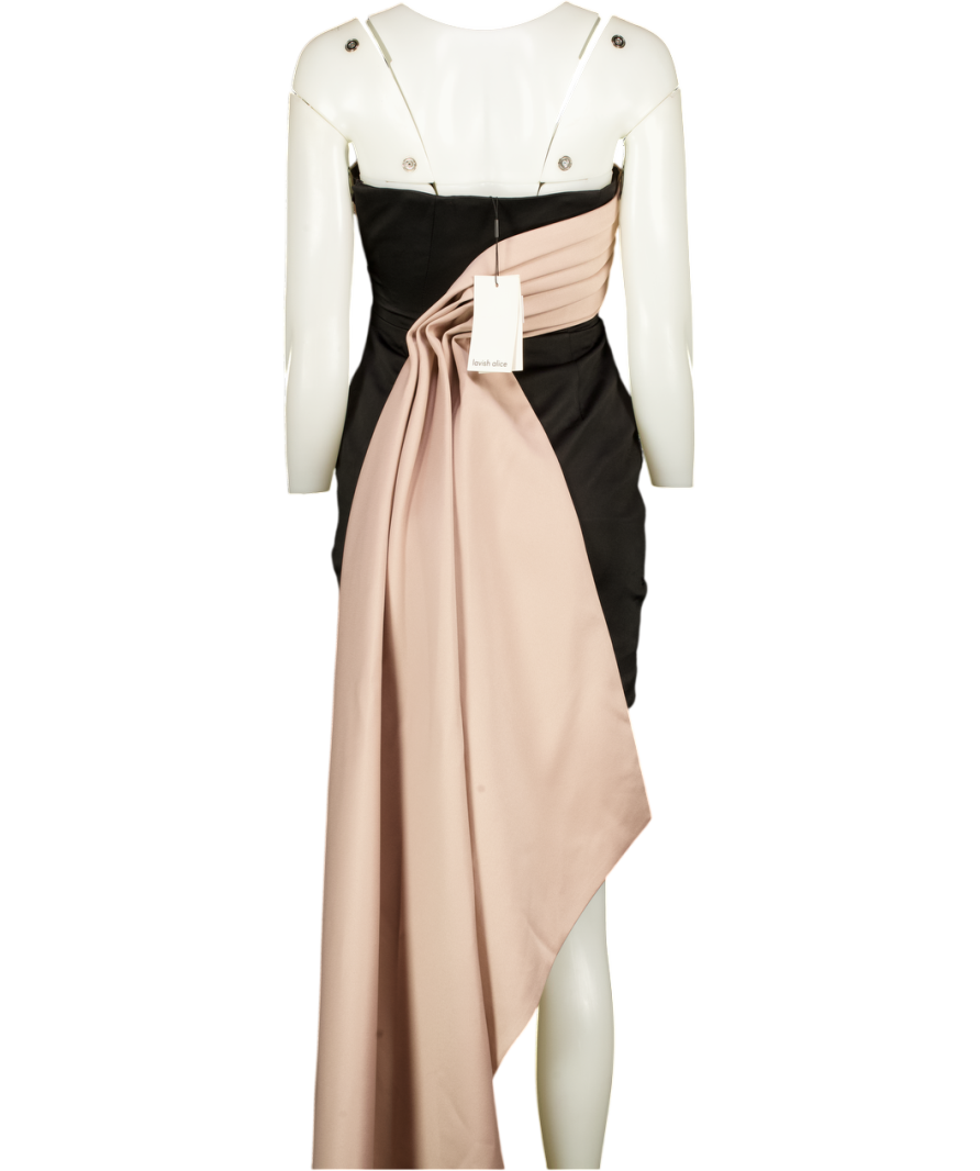 LAVISH ALICE Black / Nude Srape Detail Mini Dress UK 6