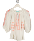 MELISSA ODABASH White / Coral Embroidered Woven Blouse UK S