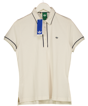 ADIDAS Cream Originals Twistknit Trefoil Polo Shirt UK M