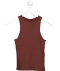 Massimo Dutti Chocolate Brown Ribbed Sleeveless Top UK XS