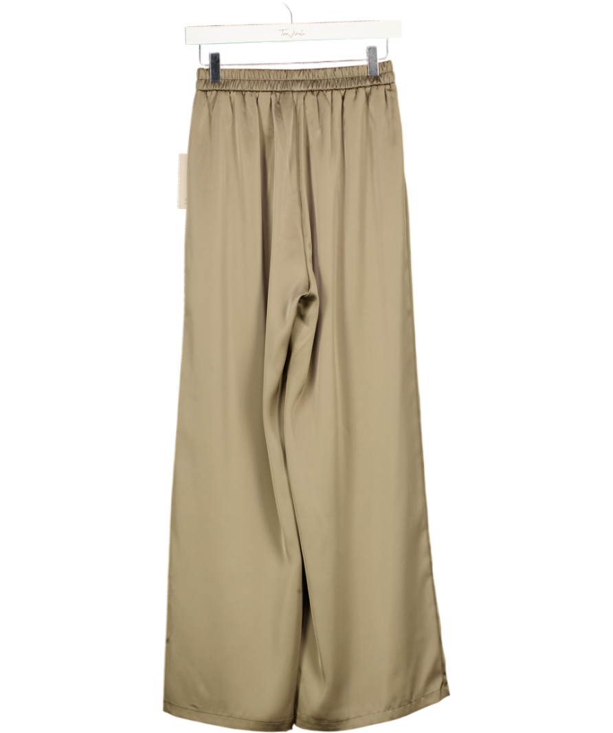 ODDMUSE Satin Wide Leg Trousers - Mushroom Beige UK XS