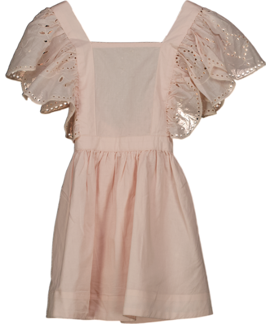 Tartine et Chocolat Baby Pink Broderie Ruffle Sleeve Sun Dress 6 Years