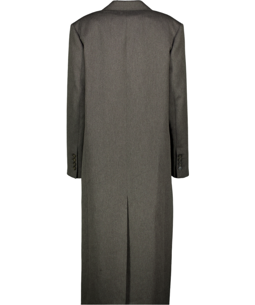 THE FRANKIE SHOP Grey Jane Double-breasted Woven Long Coat UK S