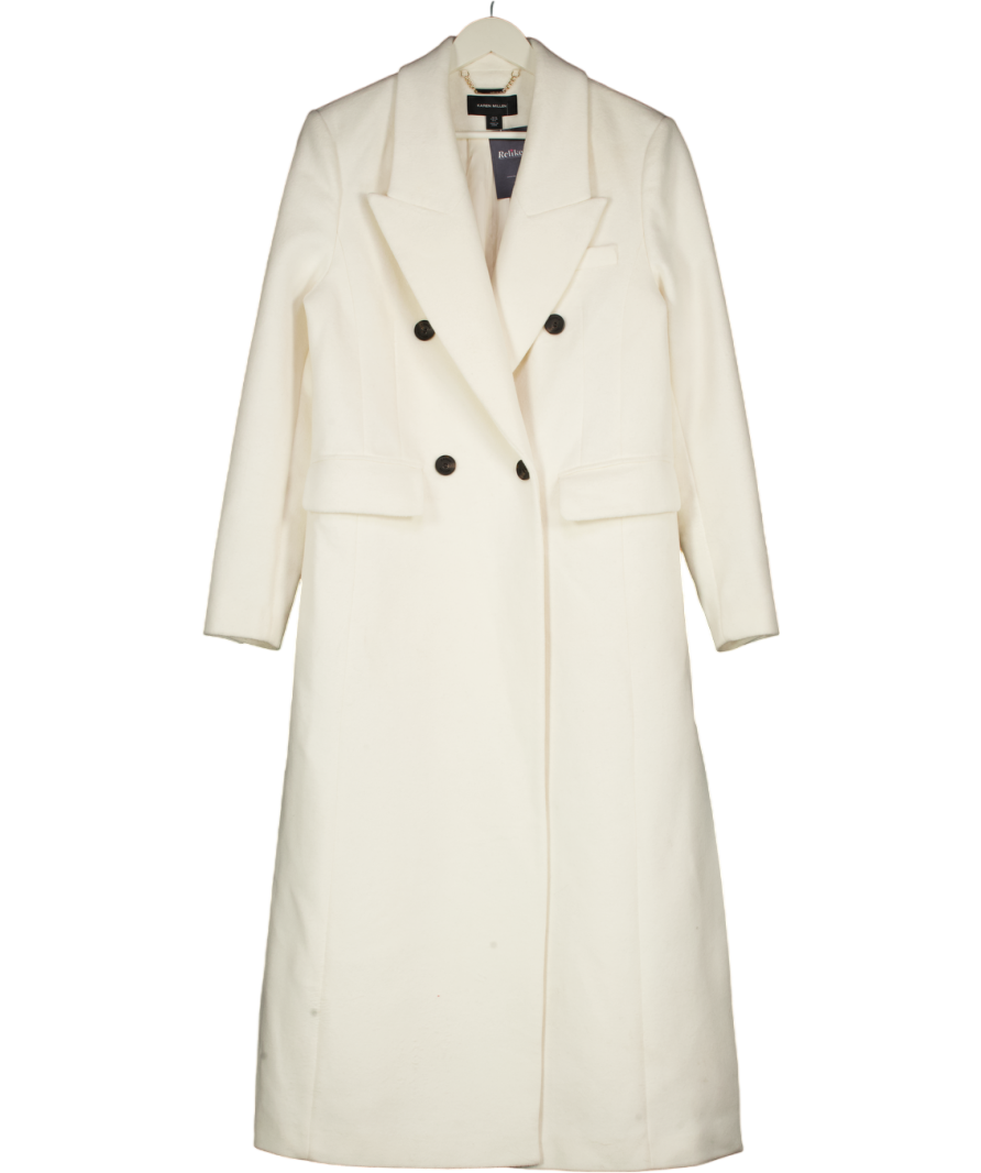Karen Millen Winter White Brushed Wool Blend Tailored Coat UK 10
