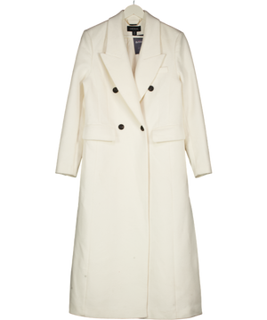 Karen Millen Winter White Brushed Wool Blend Tailored Coat UK 10