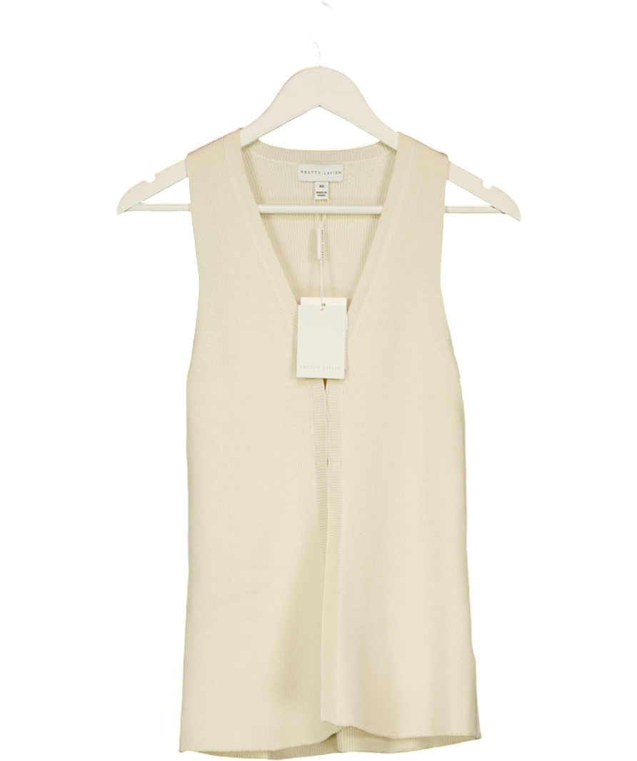 PRETTY LAVISH Cream Knit Waistcoat Top UK XS