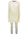 GAUGE81 Cream Nojas Wrap-effect Knitted Mini Dress UK XS