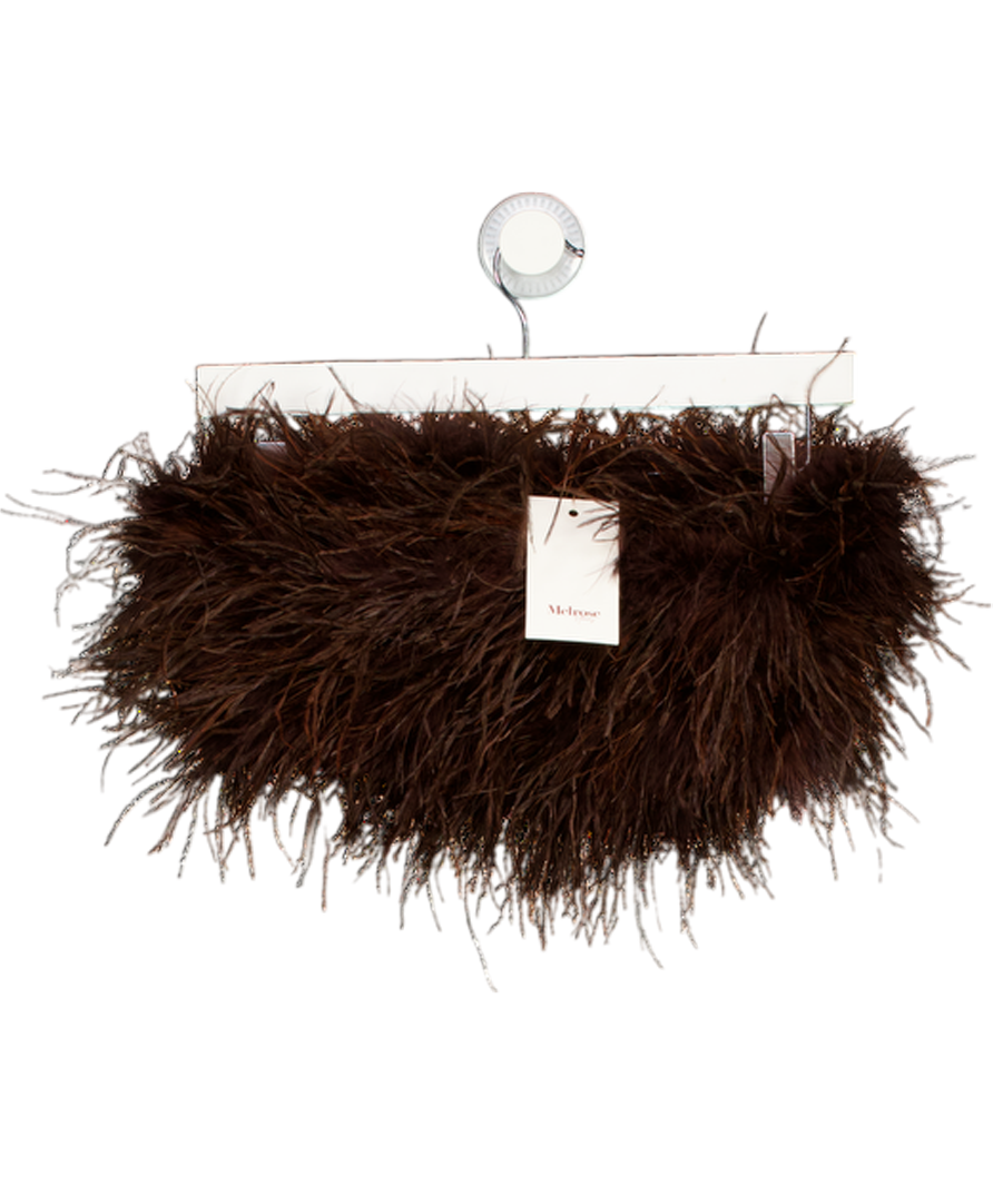 MELROSE HAUS Chocolate Brown Feather Bandeau Top UK XS