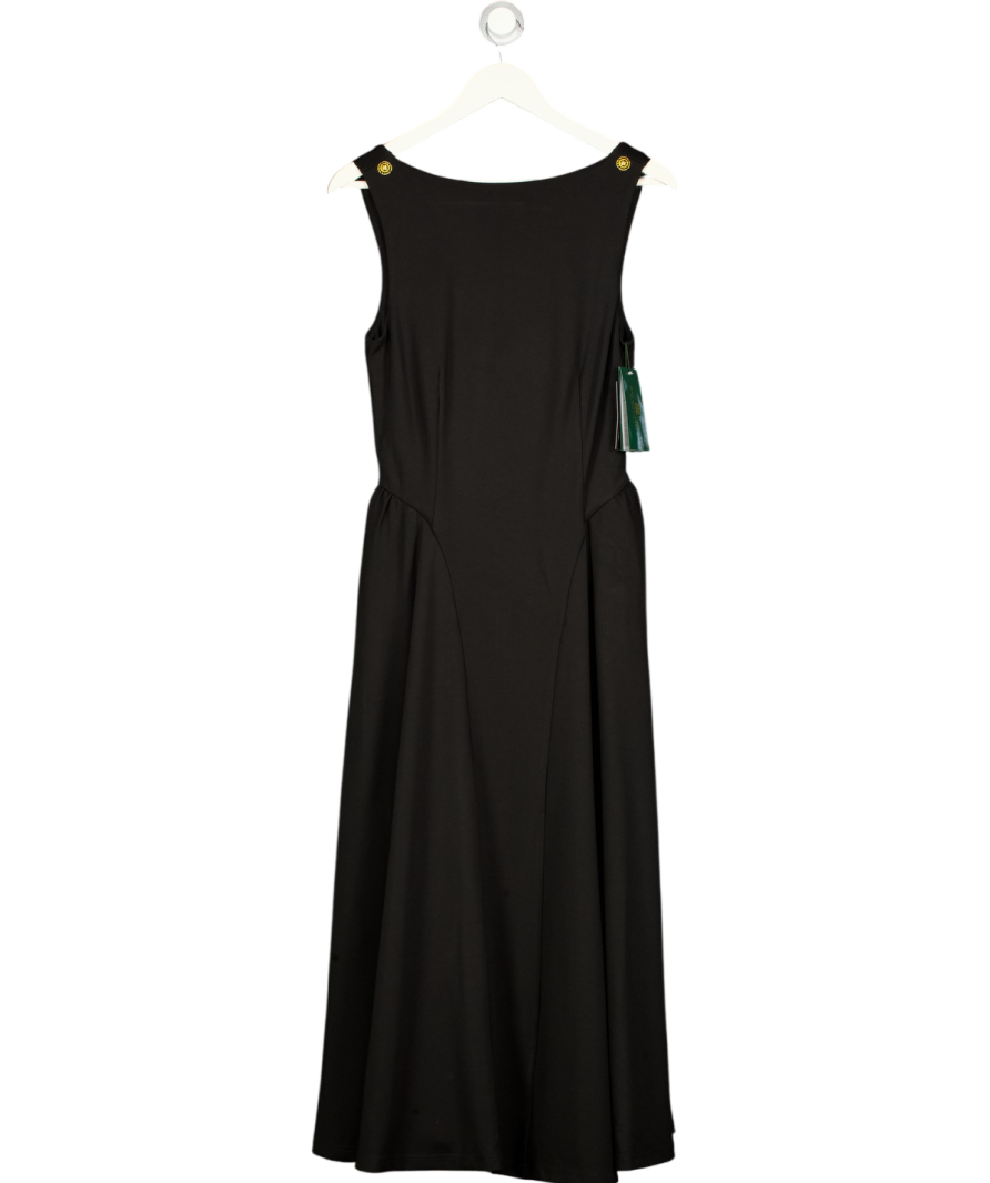 HOLLAND COOPER Everly Midi Dress Black With Gold Hc Button And HC Logo Details UK S