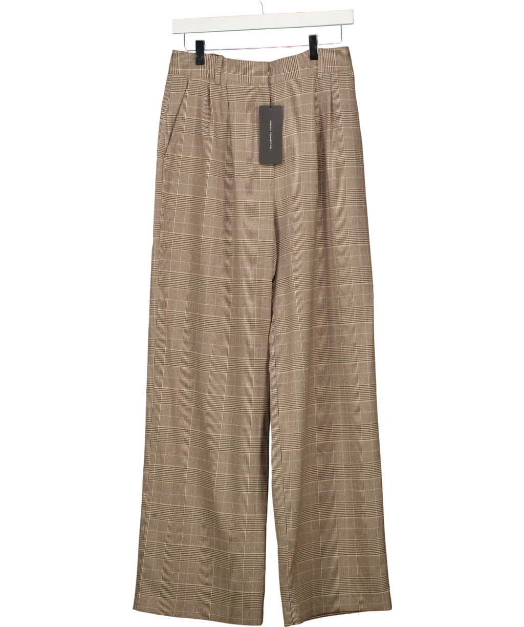 FRENCH CONNECTION Chester Check Wide Leg Trousers Brown UK 10