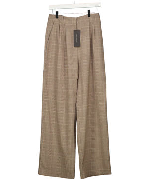 FRENCH CONNECTION Chester Check Wide Leg Trousers Brown UK 10