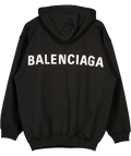 BALENCIAGA Black 100% Cotton Oversized Logo Back Hoodie UK XXS