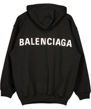 BALENCIAGA Black 100% Cotton Oversized Logo Back Hoodie UK XXS