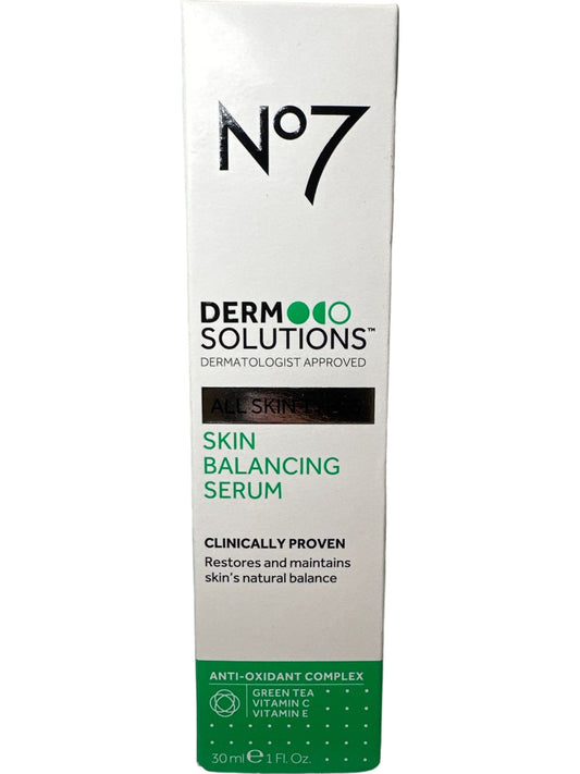 No7 Derm Solutions Skin Balancing Face Serum Green Tea Vitamin C E BNIB 30ml