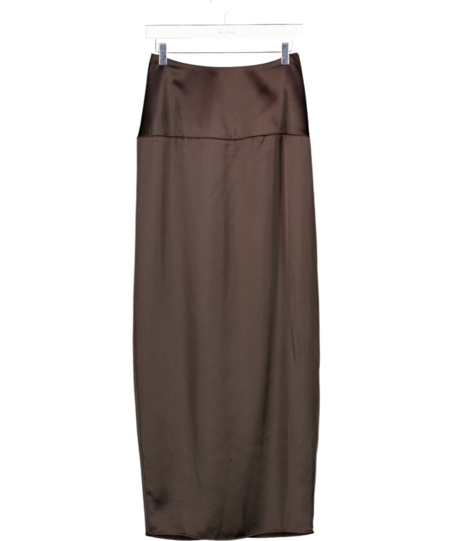 Camilla And Marc Brown Satin Sorrell Maxi Skirt UK 6