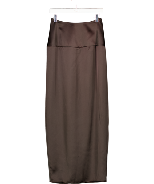Camilla And Marc Brown Satin Sorrell Maxi Skirt UK 6
