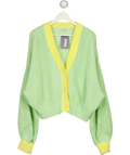 OMNES 100% Cotton KnIt Hopper Cardigan In Green & Yellow UK L