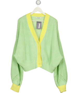 OMNES 100% Cotton KnIt Hopper Cardigan In Green & Yellow UK L