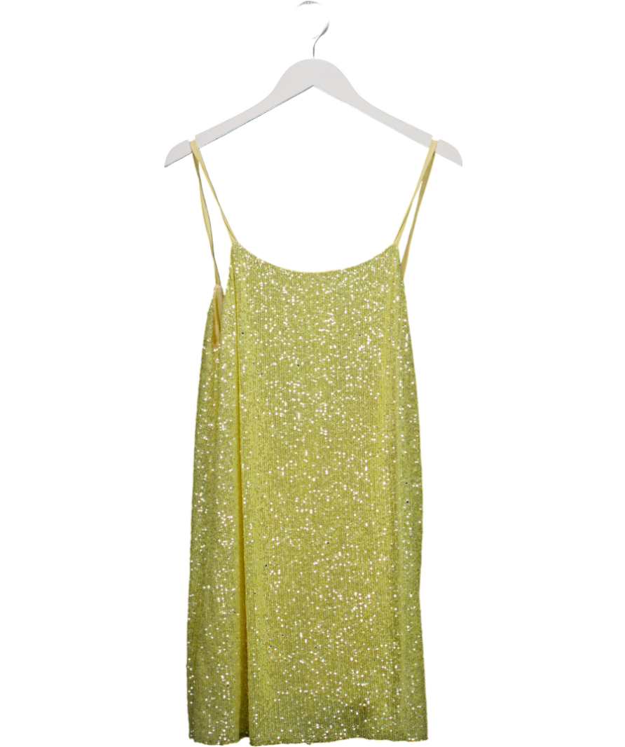 Harmur Yellow 100% Silk Sequin Mini Dress UK M