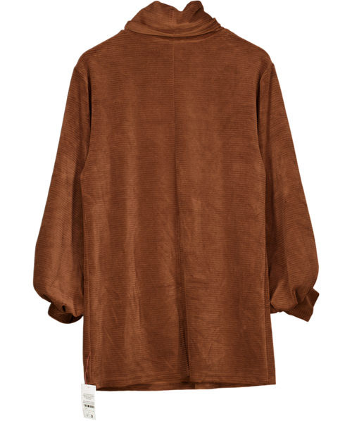 ASOS Chocolate Brown Ribbed Velour Roll Neck Mini Dress UK 8