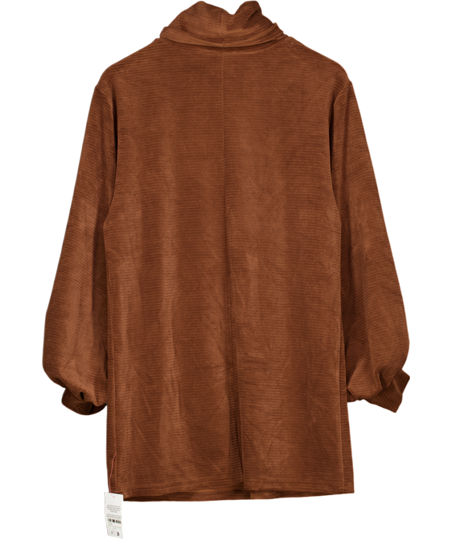 ASOS Chocolate Brown Ribbed Velour Roll Neck Mini Dress UK 8