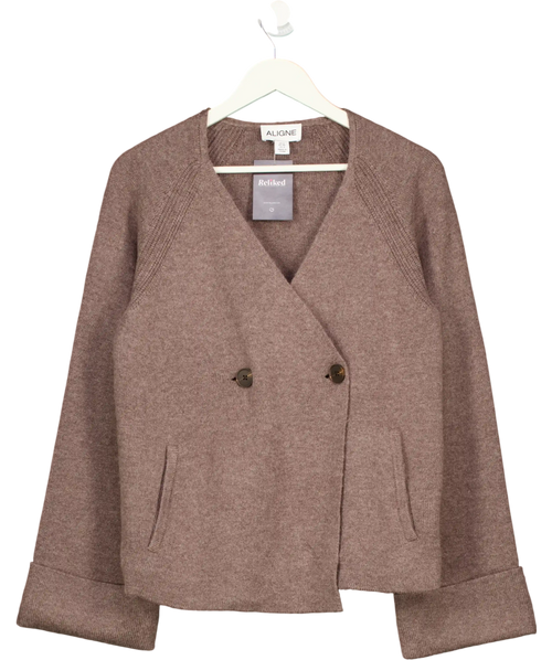 ALIGNE Brown Hampton Double-breasted Cardigan UK 8