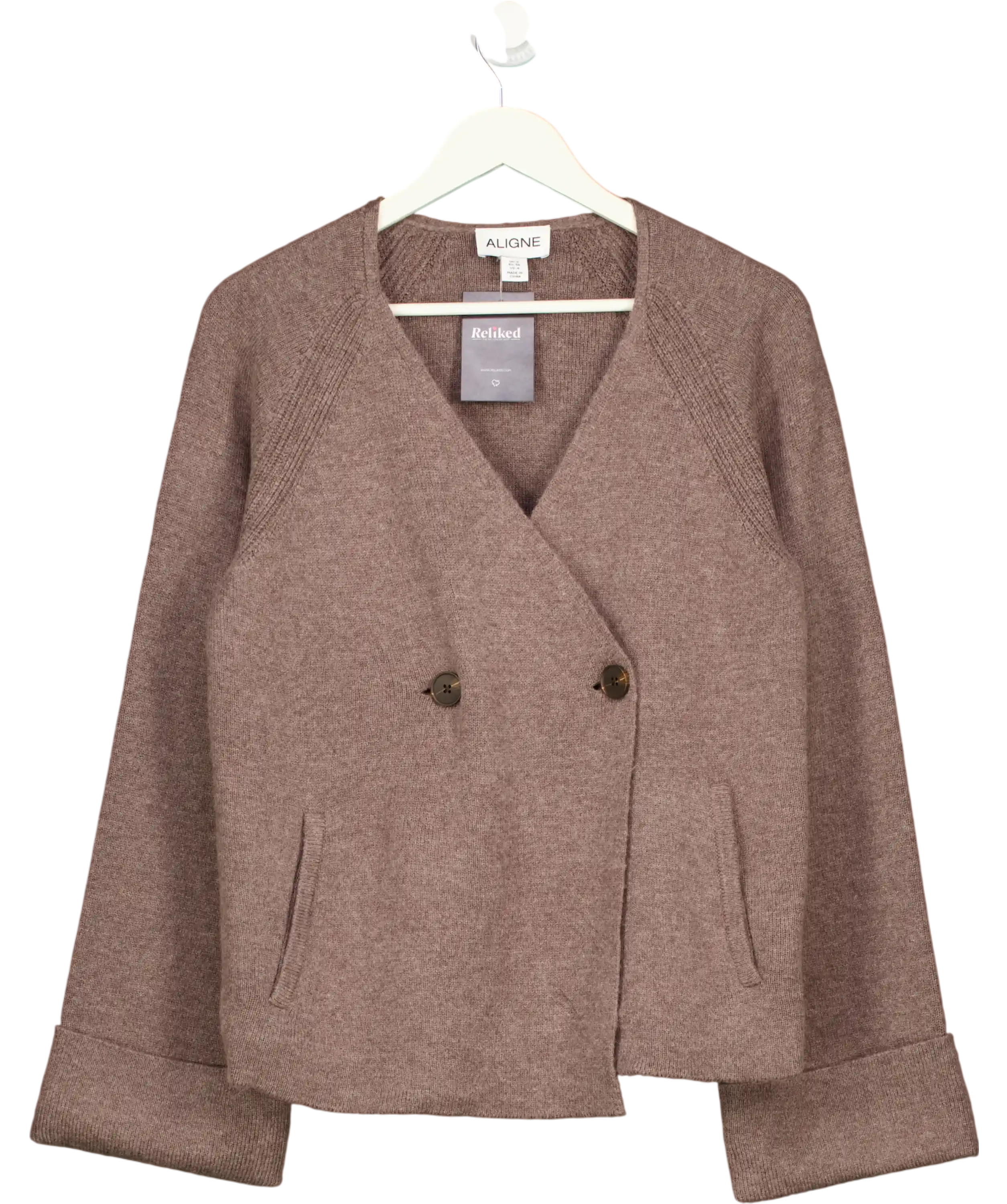 ALIGNE Brown Hampton Double-breasted Cardigan UK 8